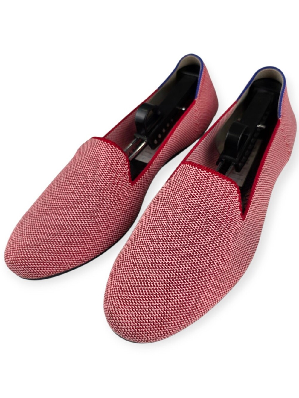 Rothy's Men's Red Knit Slip-On Loafers with Blue Trim